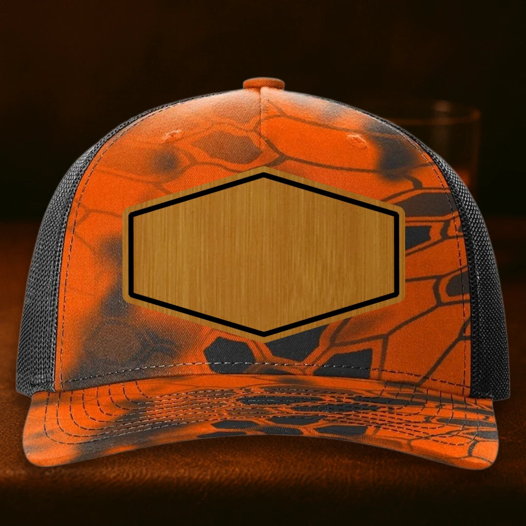 Upload Your Logo Custom Leather Patch Hat - Richardson 112PFP Kryptek Inferno To Black