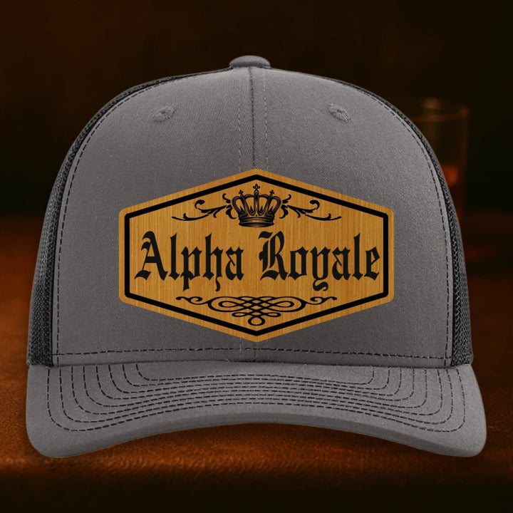 Alpha Royale Personalized Leather Patch Hat - Richardson 112 Charcoal To Black