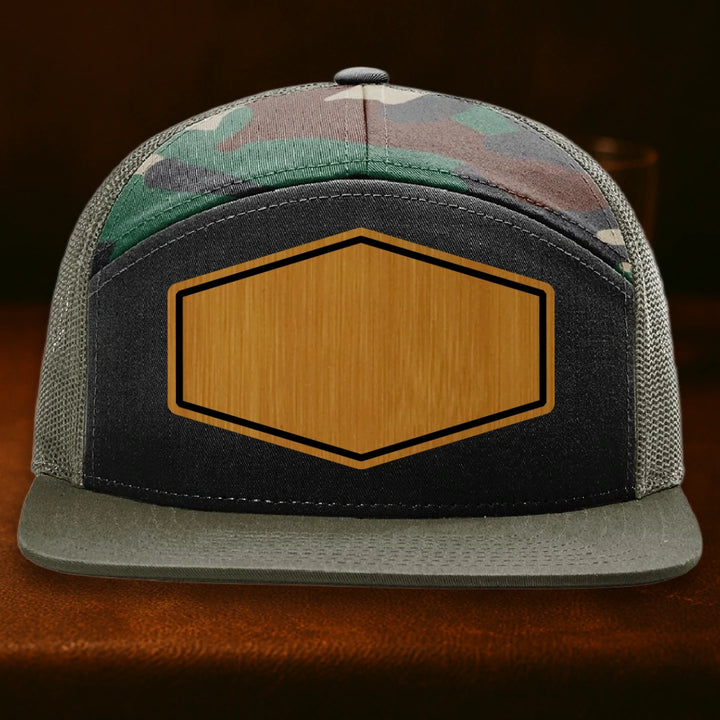 Upload Your Logo Custom Leather Patch Hat - Richardson 168 Black To Green Camo To Loden