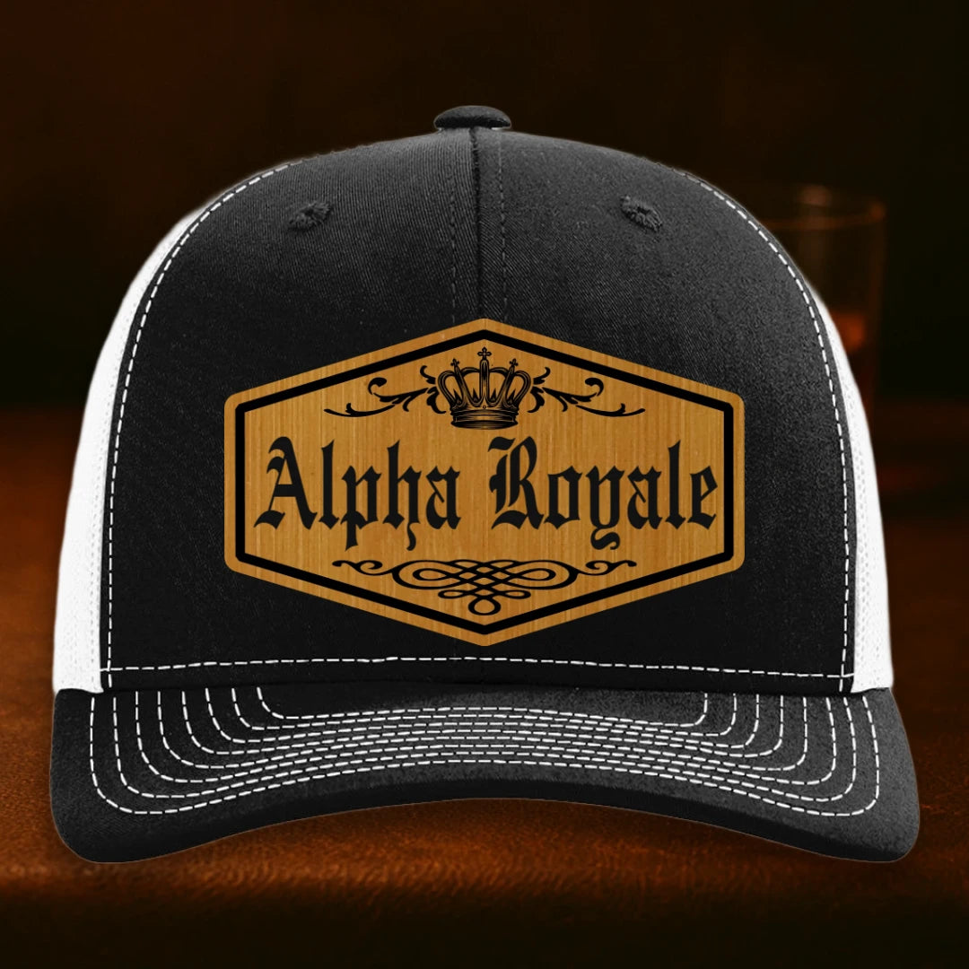 Alpha Royale Personalized Leather Patch Hat - Richardson 112 Black To White