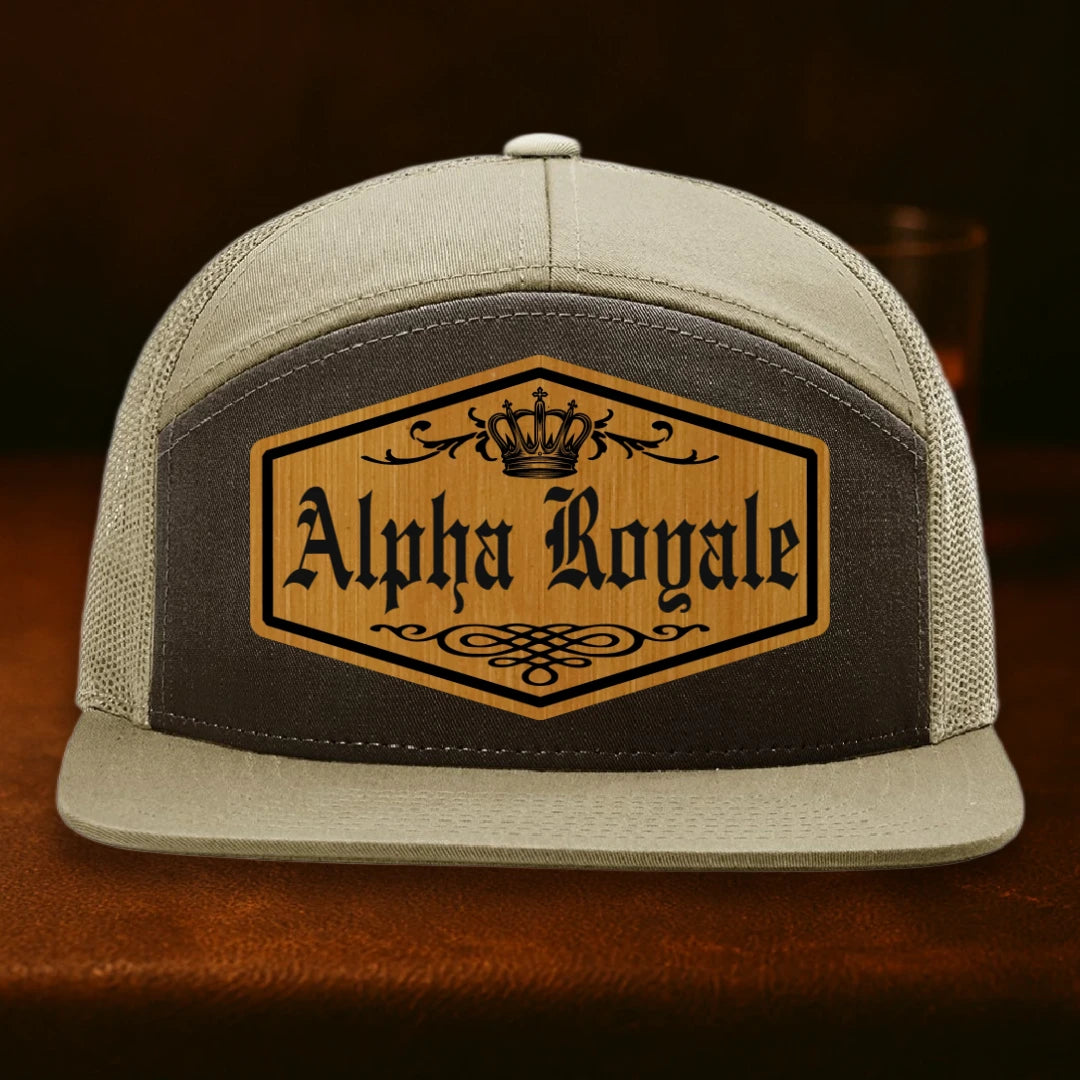 Alpha Royale Personalized Leather Patch Hat - Richardson 168 Brown To Khaki