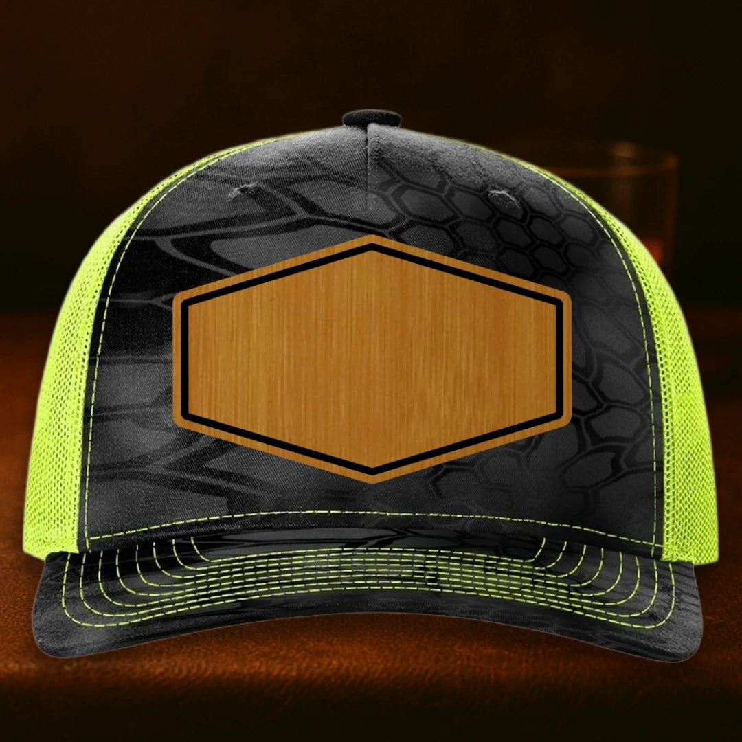 Upload Your Logo Custom Leather Patch Hat - Richardson 112PFP Kryptek Typhon To Neon Yellow