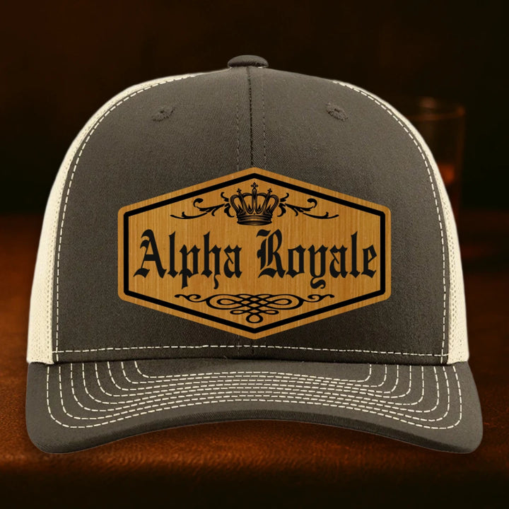 Alpha Royale Personalized Leather Patch Hat - Richardson 112 Chocolate Chip To Birch