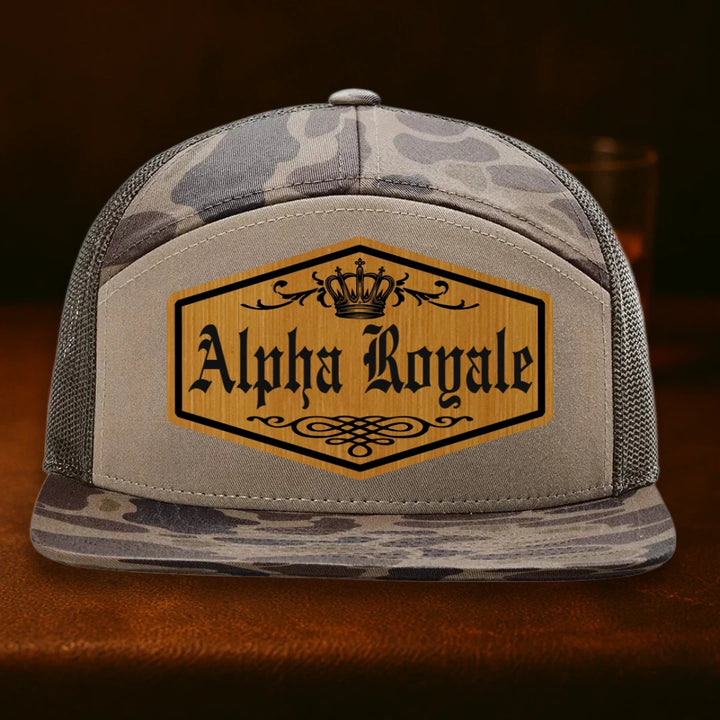 Alpha Royale Personalized Leather Patch Hat - Richardson 168P Bark Duck Camo To Brown