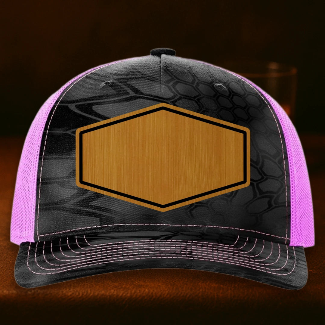 Upload Your Logo Custom Leather Patch Hat - Richardson 112PFP Kryptek Typhon To Neon Pink