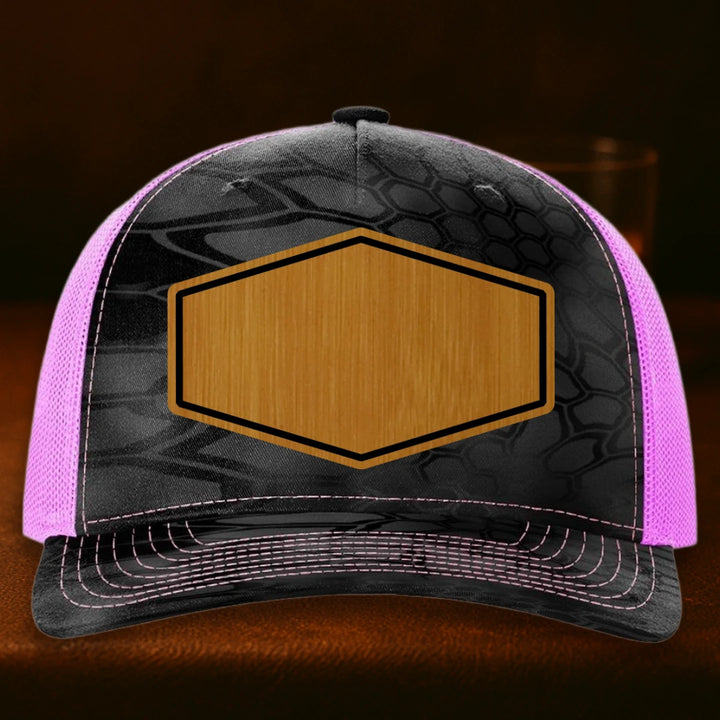 Upload Your Logo Custom Leather Patch Hat - Richardson 112PFP Kryptek Typhon To Neon Pink
