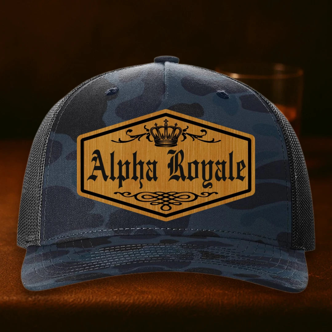 Alpha Royale Personalized Leather Patch Hat - Richardson 112PFP Admiral Duck Camo To Black