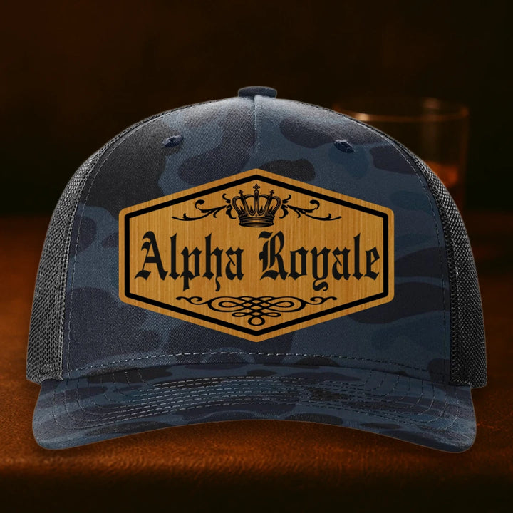 Alpha Royale Personalized Leather Patch Hat - Richardson 112PFP Admiral Duck Camo To Black