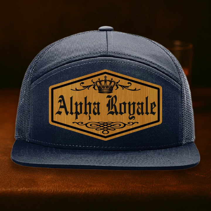 Alpha Royale Personalized Leather Patch Hat - Richardson 168 Navy