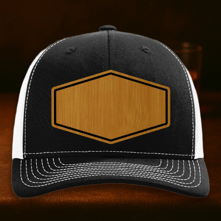 Upload Your Logo Custom Leather Patch Hat - Richardson 112 Black To White