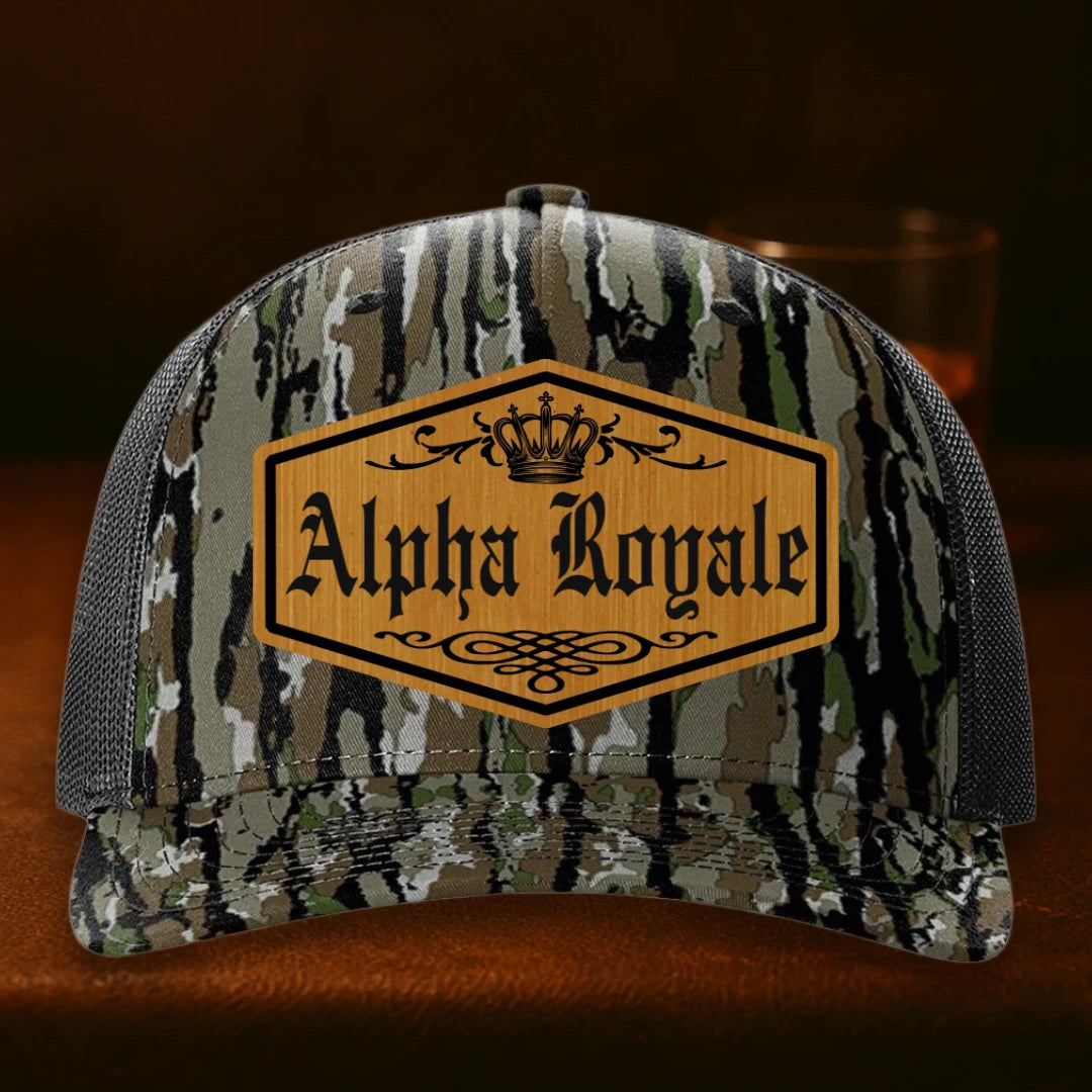 Alpha Royale Personalized Leather Patch Hat - Richardson 112PFP Realtree Original To Black