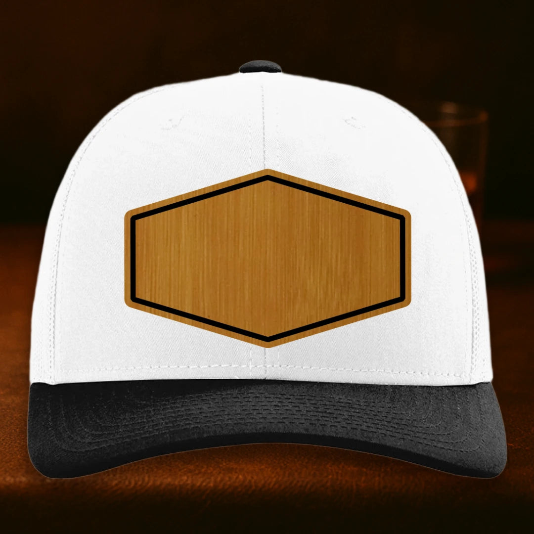 Upload Your Logo Custom Leather Patch Hat - Richardson 112 White To Black Combo