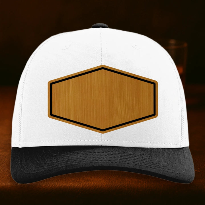 Upload Your Logo Custom Leather Patch Hat - Richardson 112 White To Black Combo