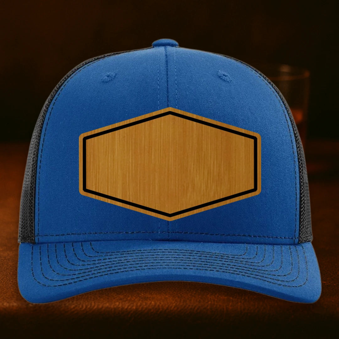 Upload Your Logo Custom Leather Patch Hat - Richardson 112 Royal To Black