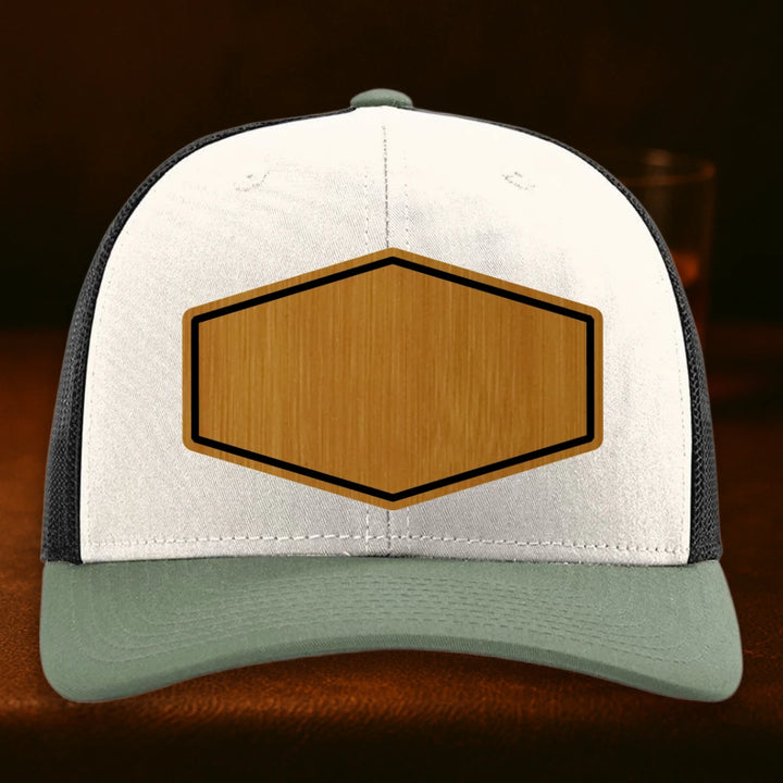 Upload Your Logo Custom Leather Patch Hat - Richardson 112 Cream To Black To Loden