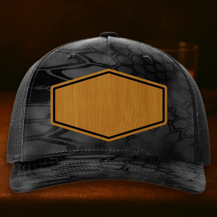 Upload Your Logo Custom Leather Patch Hat - Richardson 112PFP Kryptek Typhon To Black