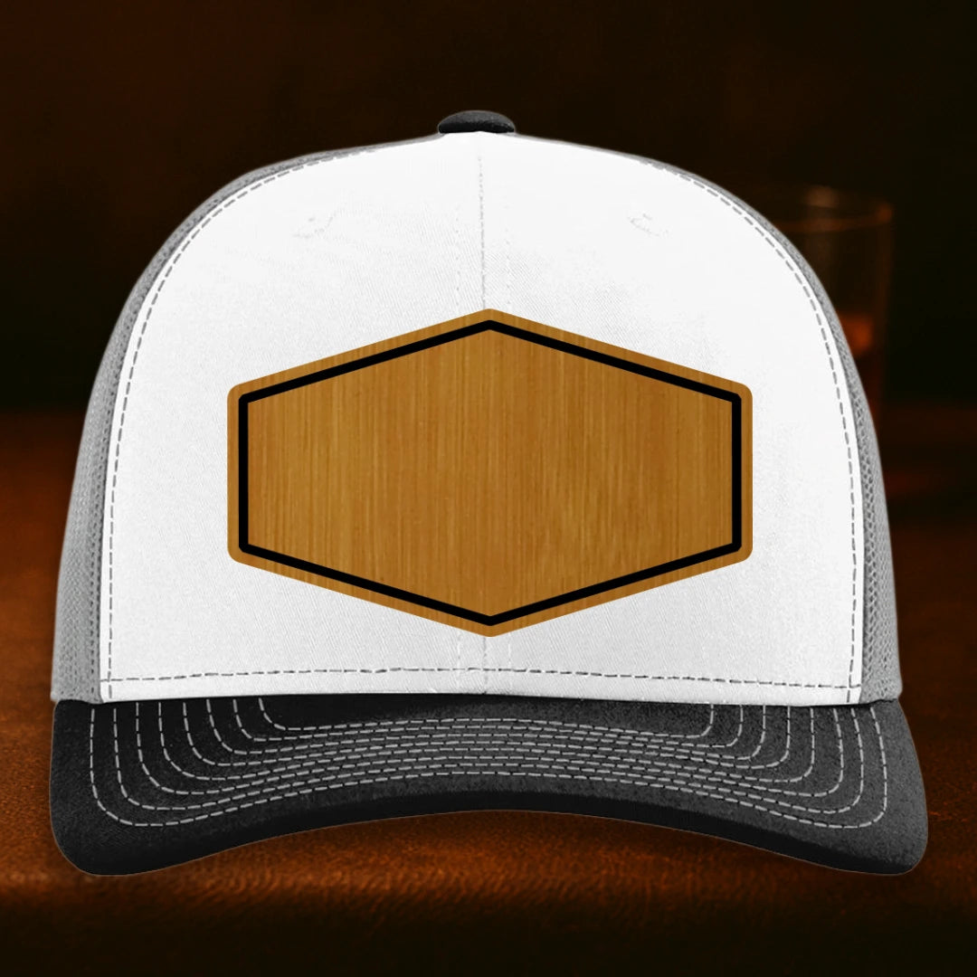 Upload Your Logo Custom Leather Patch Hat - Richardson 112 White To Aluminum To Black