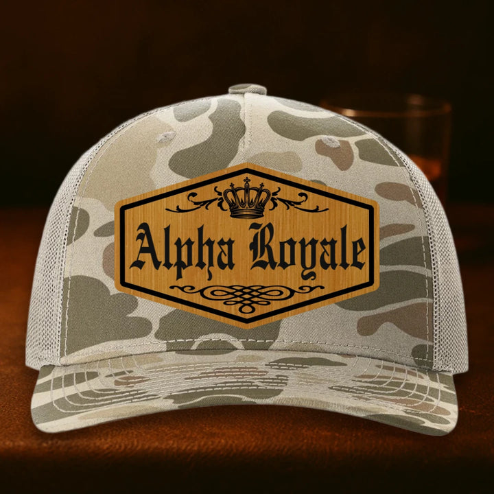 Alpha Royale Personalized Leather Patch Hat - Richardson 112PFP Harvest Duck Camo To Light Tan