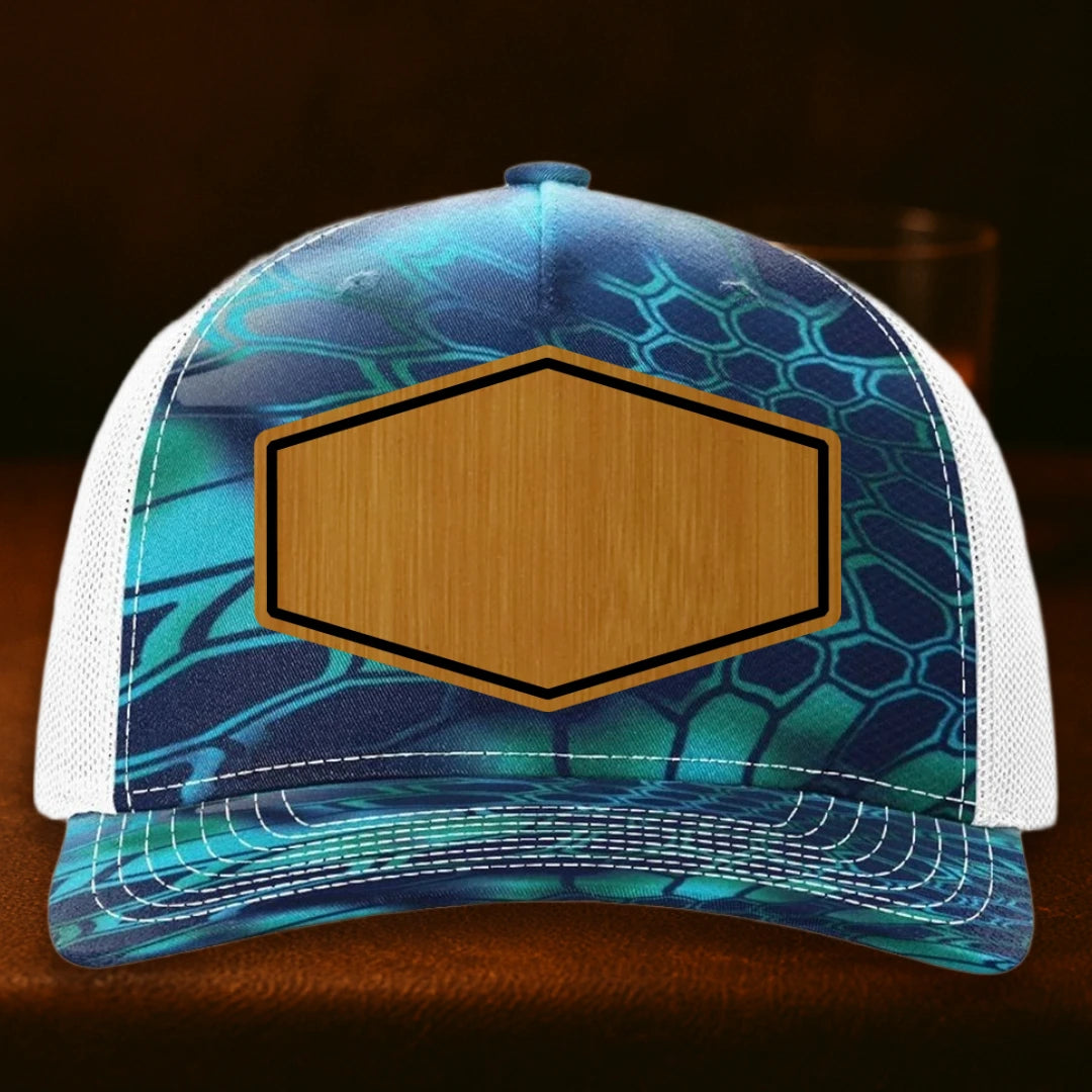 Upload Your Logo Custom Leather Patch Hat - Richardson 112PFP Kryptek Pontus To White