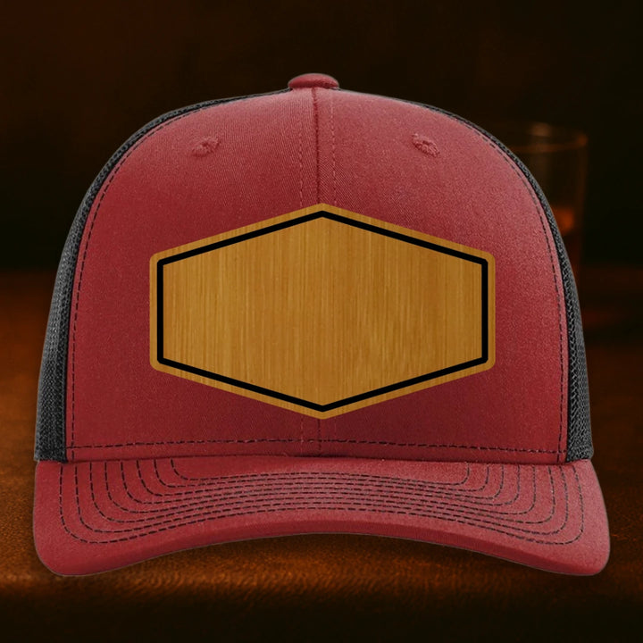 Upload Your Logo Custom Leather Patch Hat - Richardson 112 Cardinal To Black