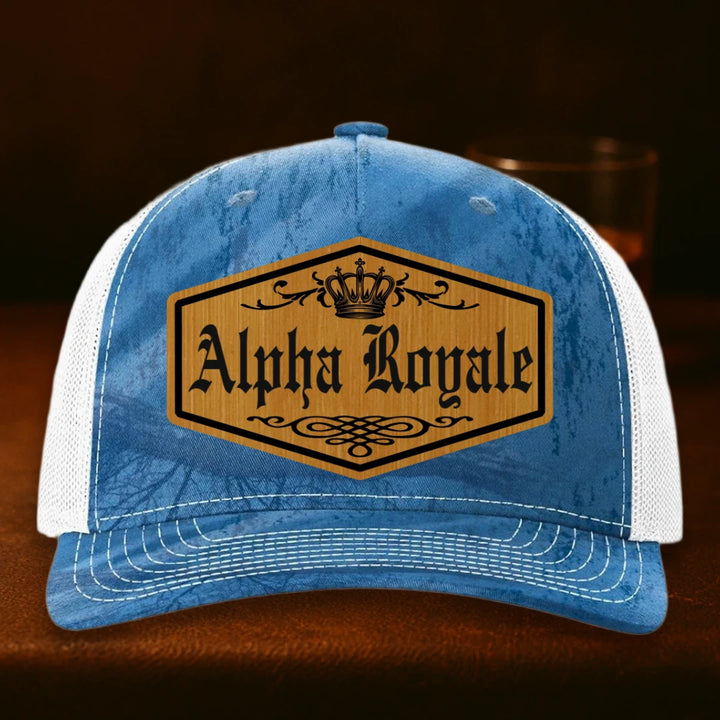 Alpha Royale Personalized Leather Patch Hat - Richardson 112PFP Realtree Fishing Light Blue To White
