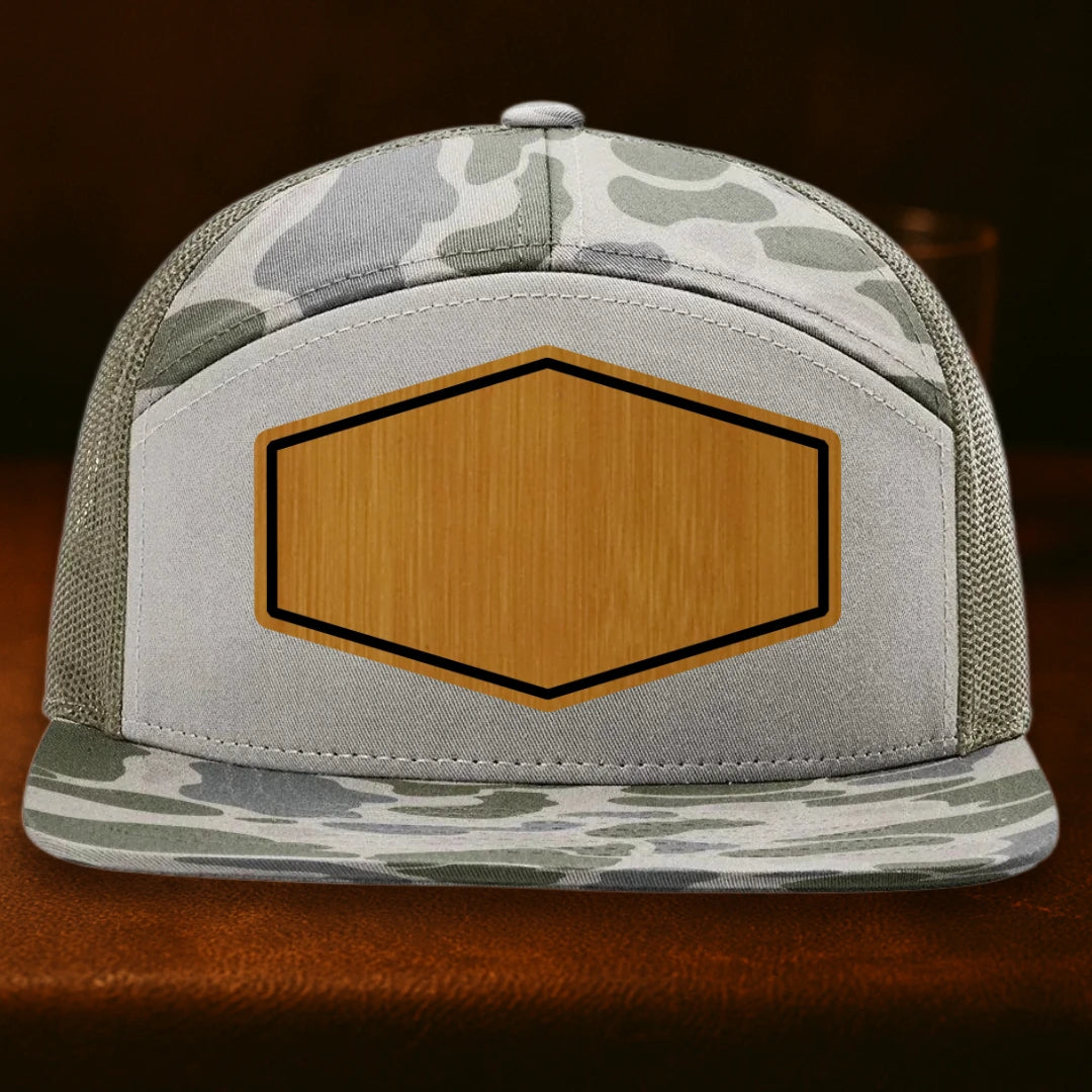 Upload Your Logo Custom Leather Patch Hat - Richardson 168P Marsh Duck Camo To Loden