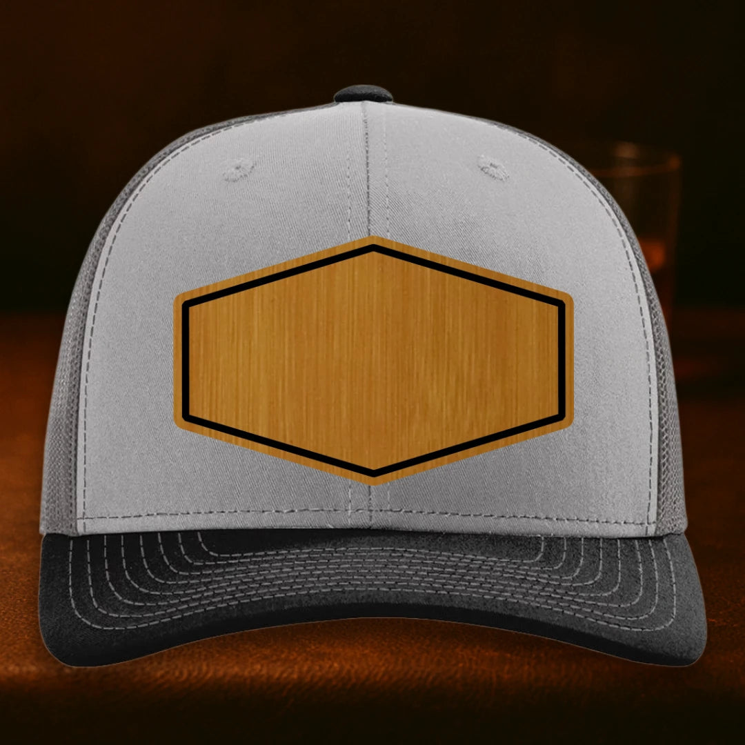 Upload Your Logo Custom Leather Patch Hat - Richardson 112 Grey To Charcoal To Black