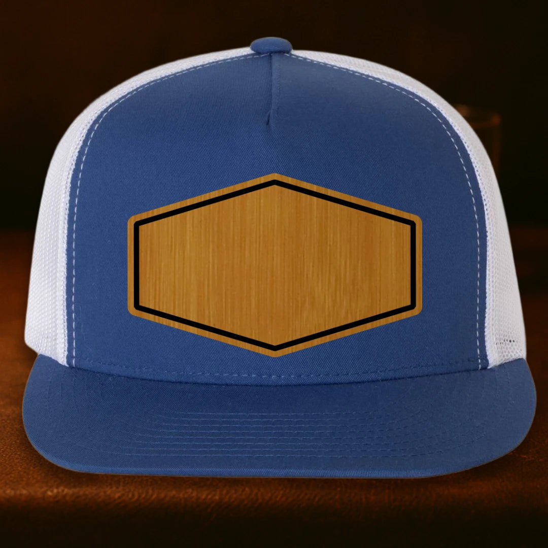 Upload Your Logo Custom Leather Patch Hat - Yupoong 6006 Royal To White