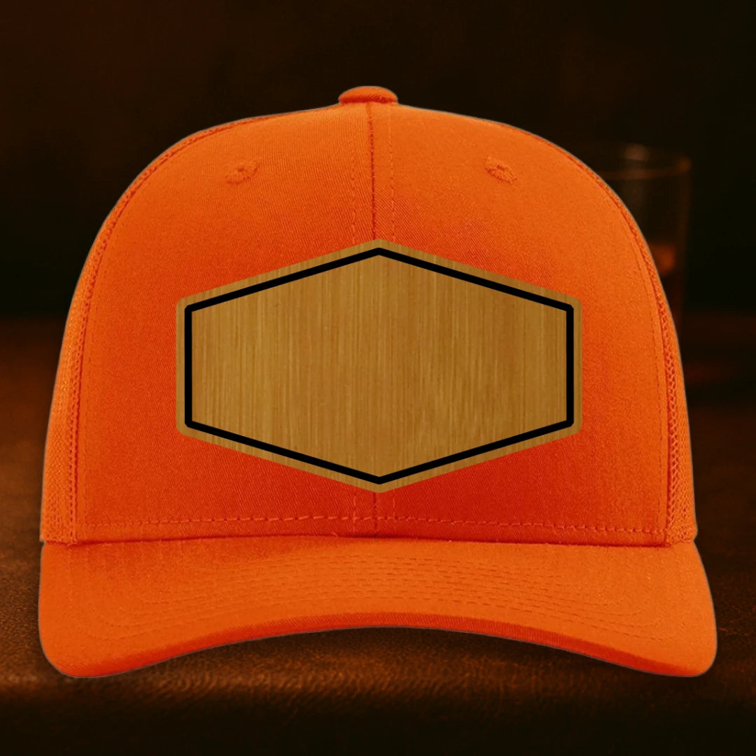 Upload Your Logo Custom Leather Patch Hat - Richardson 112 Orange