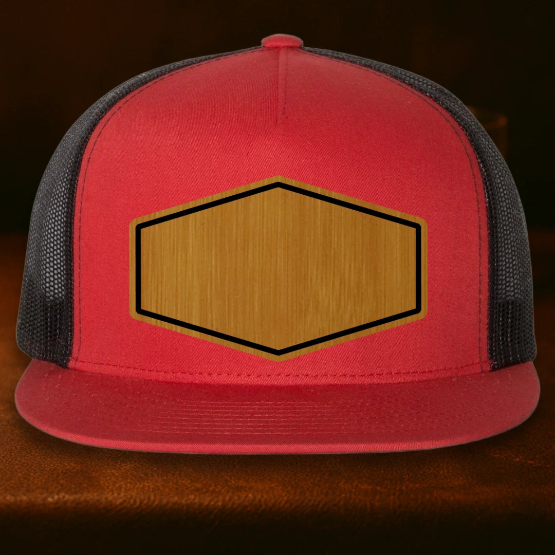 Upload Your Logo Custom Leather Patch Hat - Yupoong 6006 Red To Black