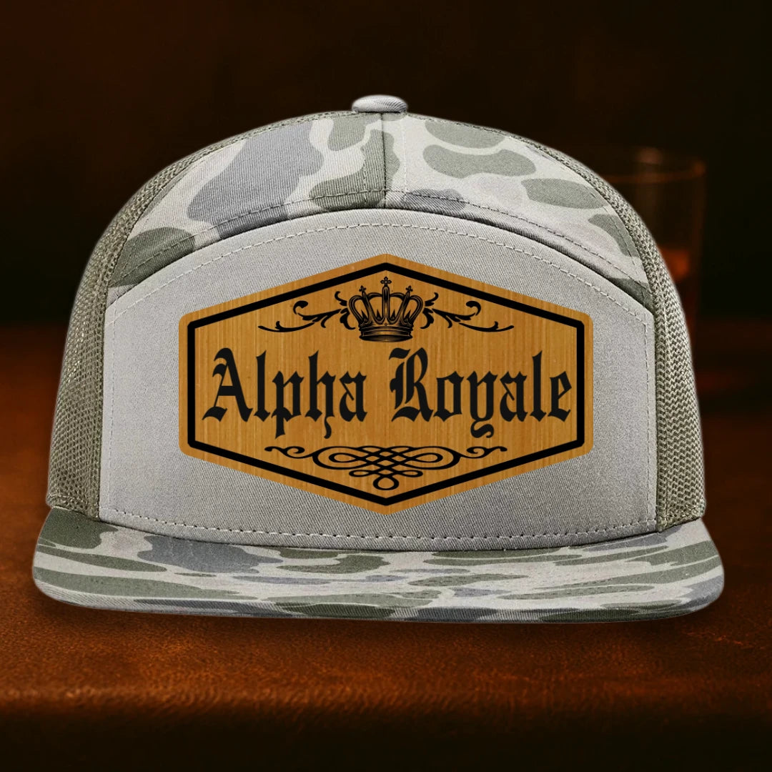 Alpha Royale Personalized Leather Patch Hat - Richardson 168P Marsh Duck Camo To Loden