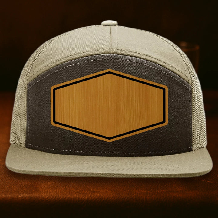 Upload Your Logo Custom Leather Patch Hat - Richardson 168 Brown To Khaki