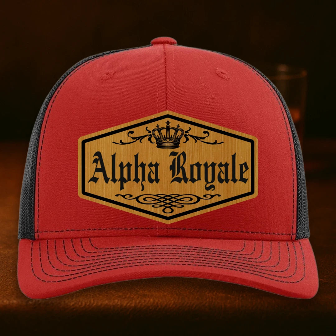 Alpha Royale Personalized Leather Patch Hat - Richardson 112 Red To Black