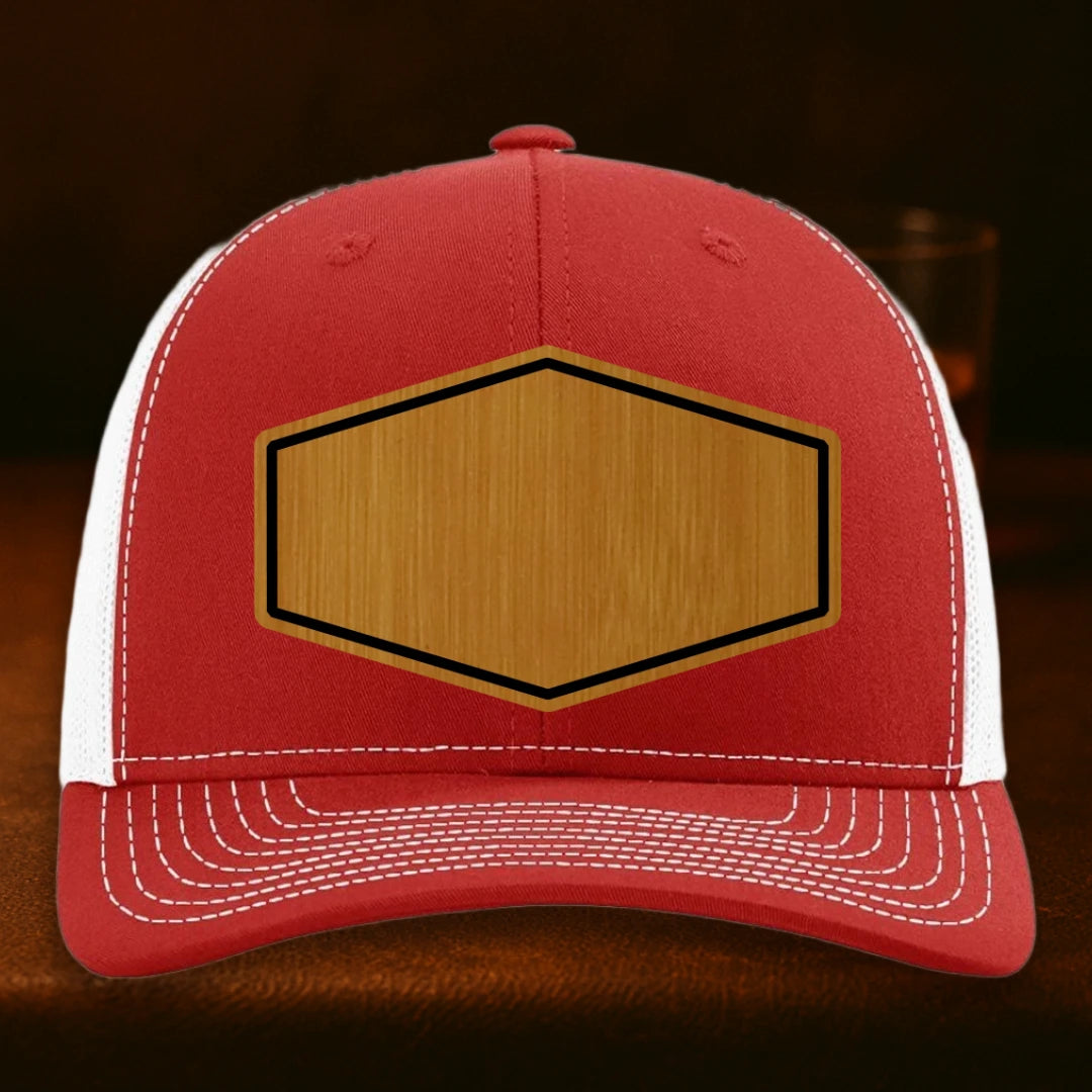 Upload Your Logo Custom Leather Patch Hat - Richardson 112 Red To White
