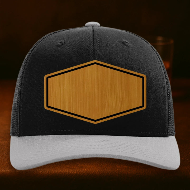 Upload Your Logo Custom Leather Patch Hat - Richardson 112 Black To Light Grey Combo