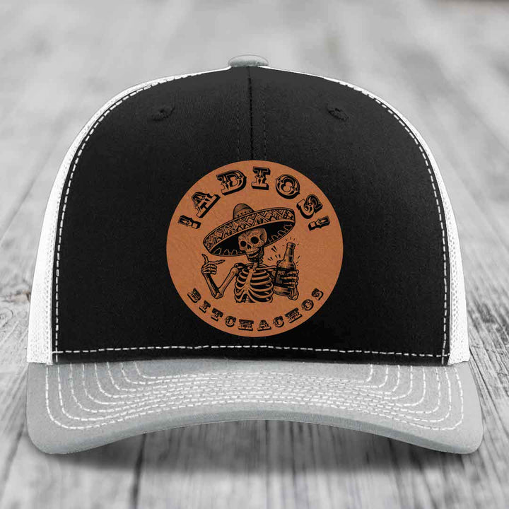 Adios Bitchachos - Leather Patch Hat - Rawhide to Black Patch - Richardson 112 Snapback Trucker Hat