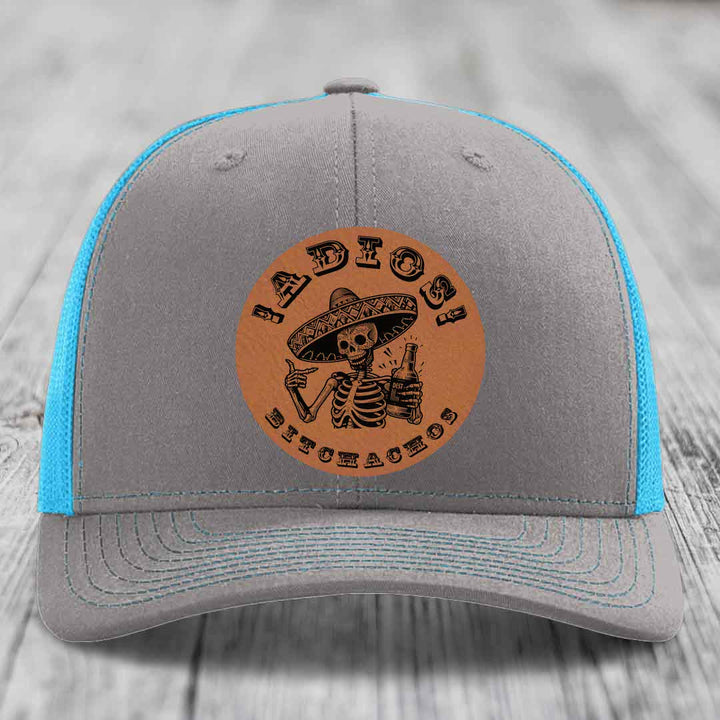 Adios Bitchachos - Leather Patch Hat - Rawhide to Black Patch - Richardson 112 Snapback Trucker Hat
