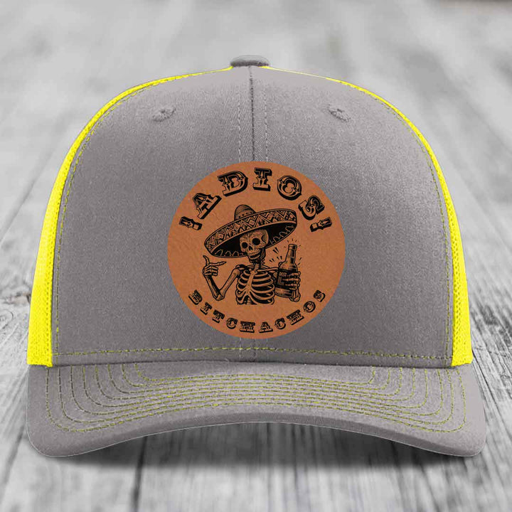 Adios Bitchachos - Leather Patch Hat - Rawhide to Black Patch - Richardson 112 Snapback Trucker Hat