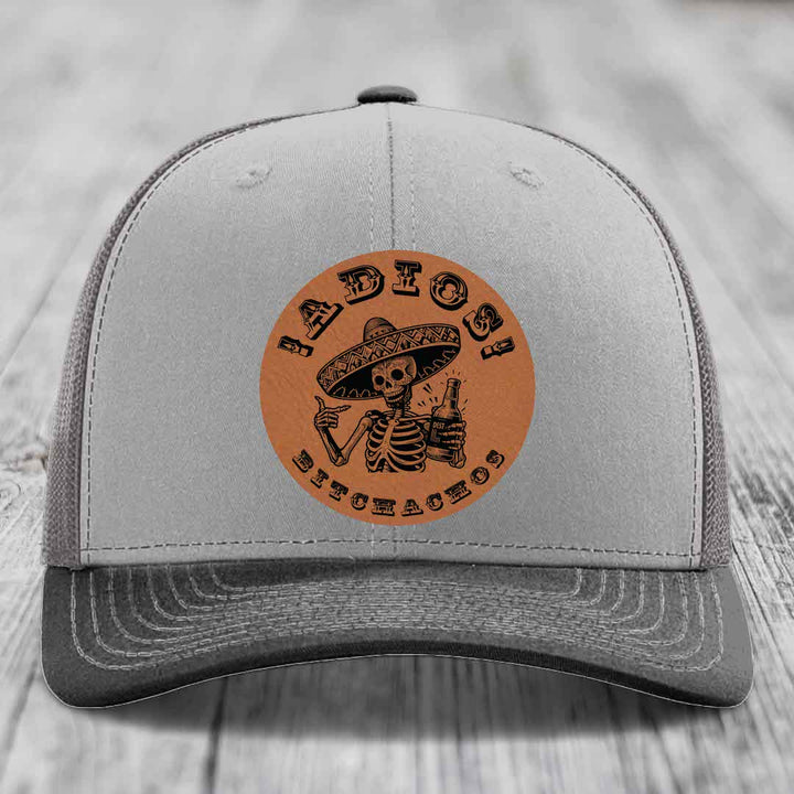 Adios Bitchachos - Leather Patch Hat - Rawhide to Black Patch - Richardson 112 Snapback Trucker Hat