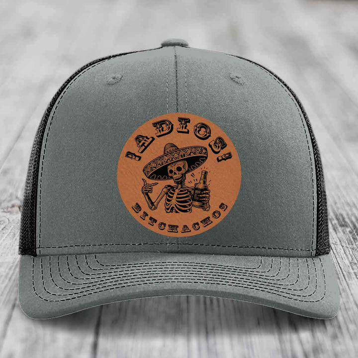 Adios Bitchachos - Leather Patch Hat - Rawhide to Black Patch - Richardson 112 Snapback Trucker Hat