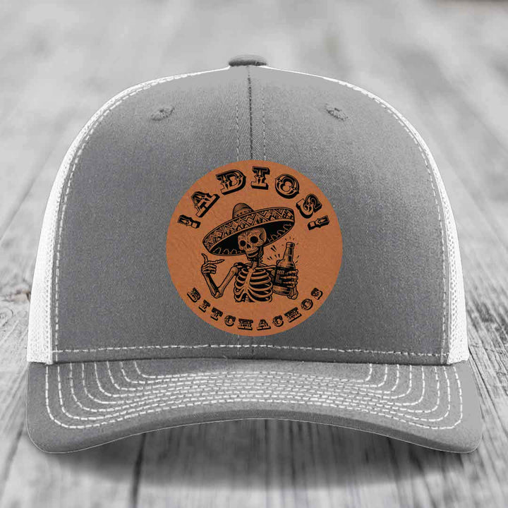 Adios Bitchachos - Leather Patch Hat - Rawhide to Black Patch - Richardson 112 Snapback Trucker Hat