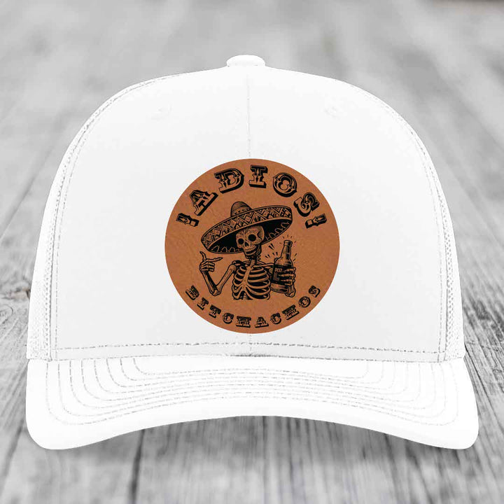 Adios Bitchachos - Leather Patch Hat - Rawhide to Black Patch - Richardson 112 Snapback Trucker Hat
