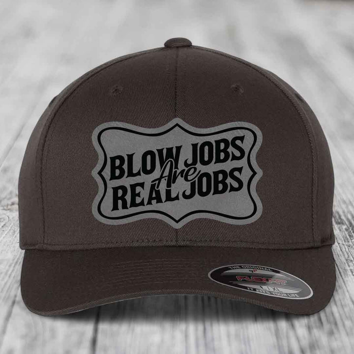 Brown Flexfit hat with &
