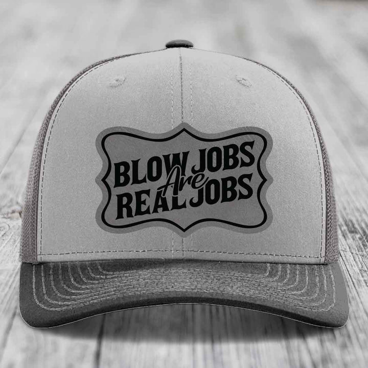 Grey trucker hat with black &