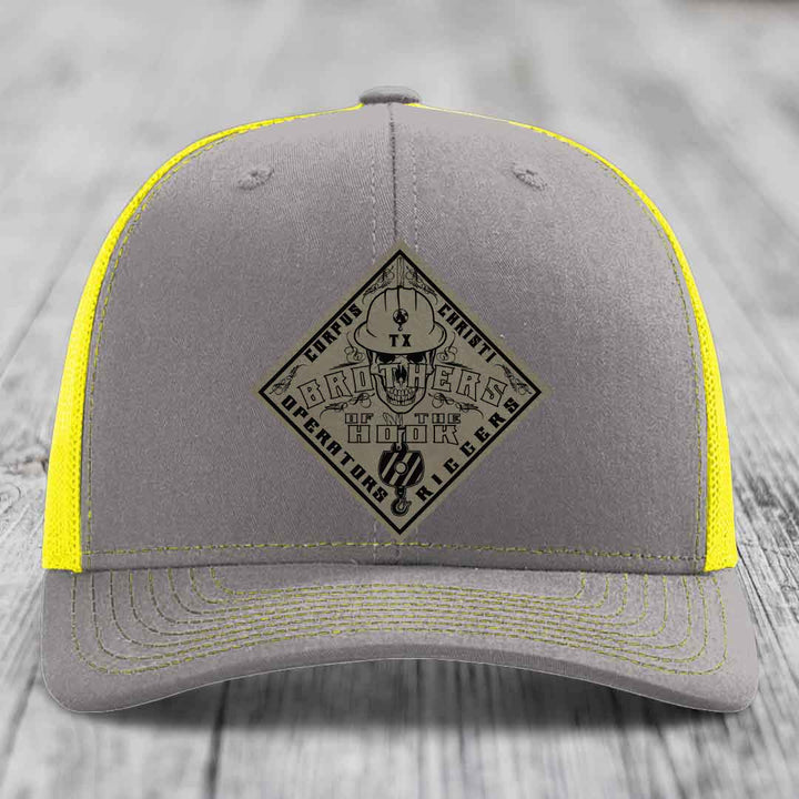 Brothers of the Hook (Corpus Christi) - Leather Patch Hat - Light Brown to Black Patch - Richardson 112 Snapback Trucker Hat