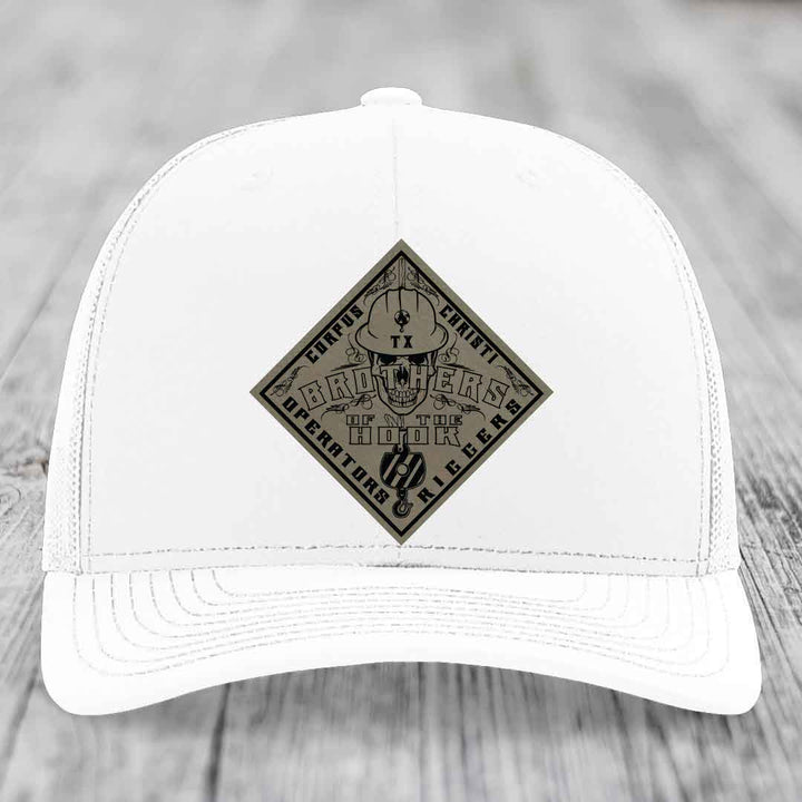 Brothers of the Hook (Corpus Christi) - Leather Patch Hat - Light Brown to Black Patch - Richardson 112 Snapback Trucker Hat