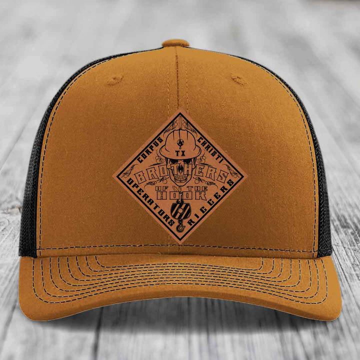 Brothers of the Hook (Corpus Christi) - Leather Patch Hat - Rawhide to Black Patch - Richardson 112 Snapback Trucker Hat
