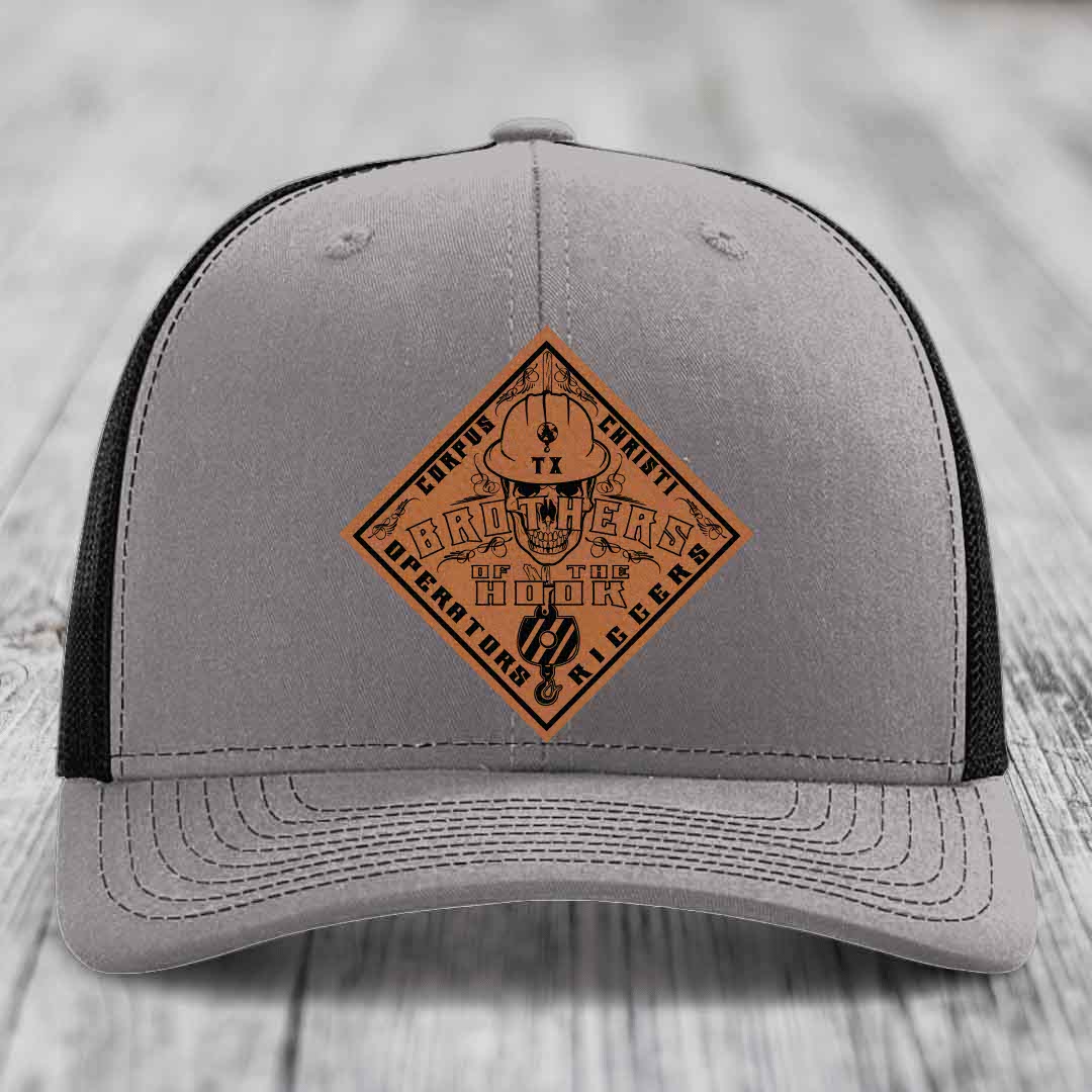 Brothers of the Hook (Corpus Christi) - Leather Patch Hat - Rawhide to Black Patch - Richardson 112 Snapback Trucker Hat