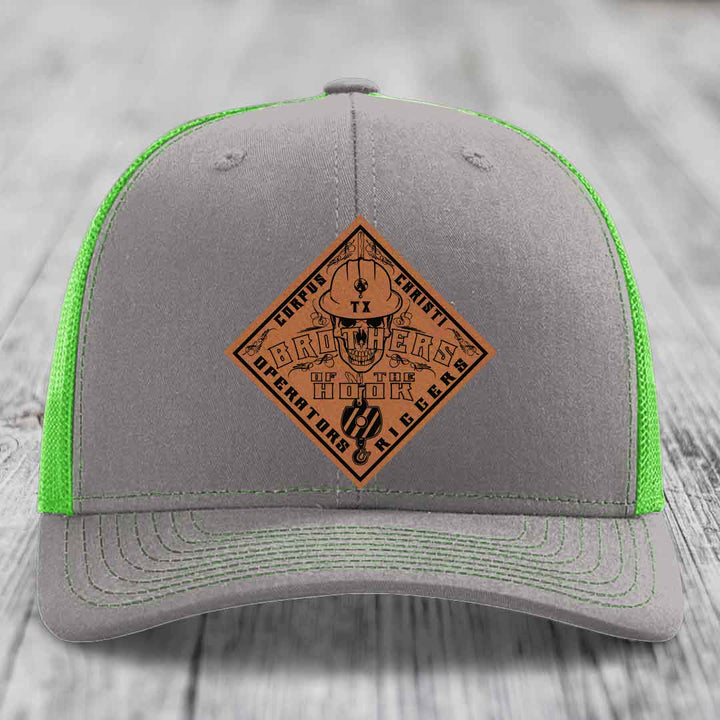 Brothers of the Hook (Corpus Christi) - Leather Patch Hat - Rawhide to Black Patch - Richardson 112 Snapback Trucker Hat