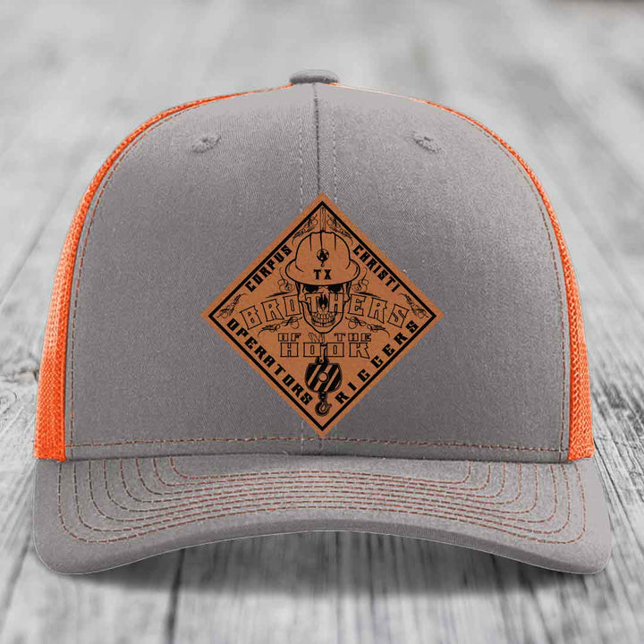 Brothers of the Hook (Corpus Christi) - Leather Patch Hat - Rawhide to Black Patch - Richardson 112 Snapback Trucker Hat